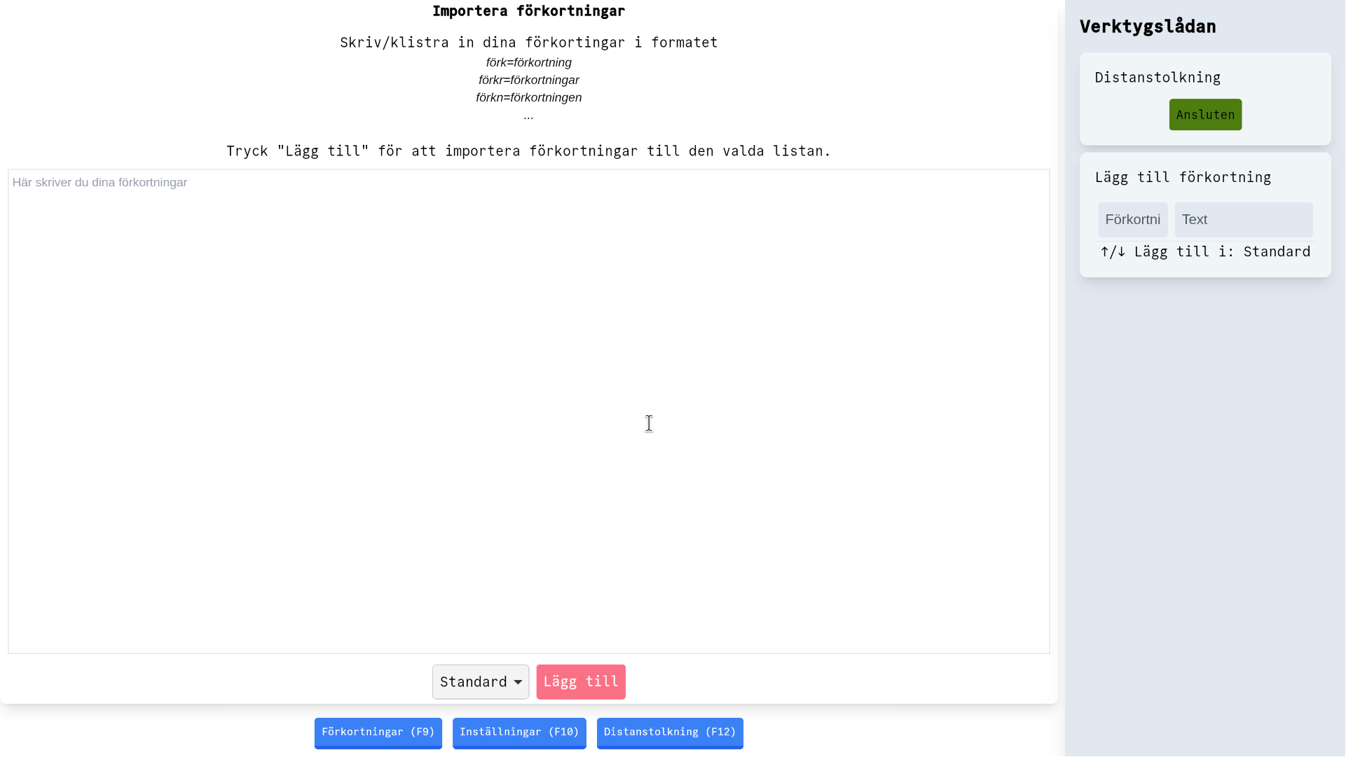 Importera förkortningar