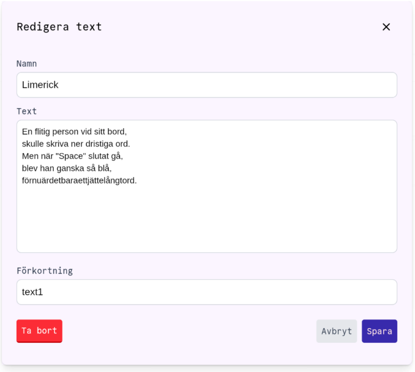 Skapa förinskriven text